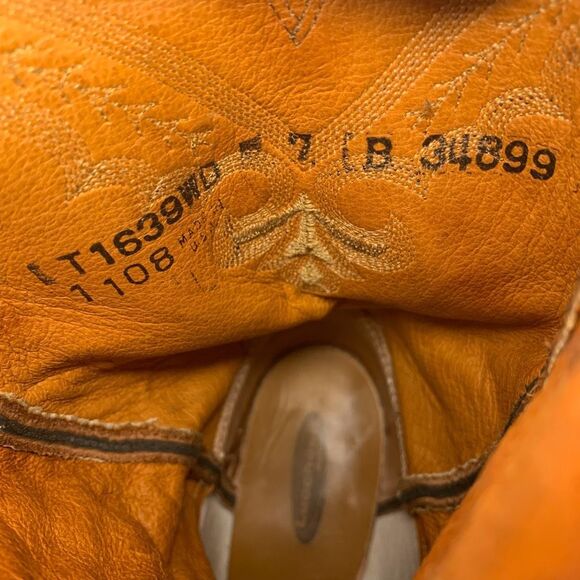 Lucchese 2000 Ostrich Skin Leather Western Brown Square Toe Cowgirl Boot Size 7 - Picture 8 of 9